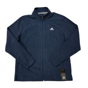 Adidas Golf Jacket Mens Large Blue Fleece Full Zip Lightweight Pockets Gorpcore